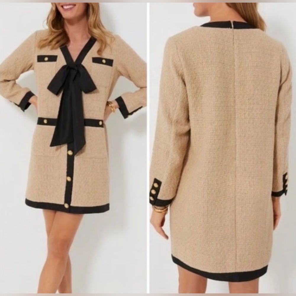 Pomander Place Tan Coco Tweed Bow Dress Size XXXL - Picture 8 of 15